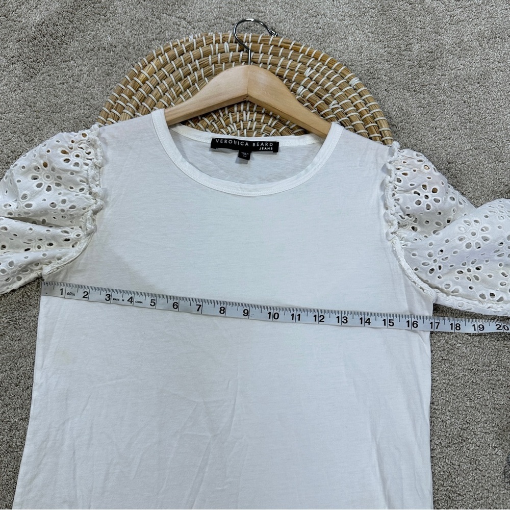 Veronica Beard Jeans Women’s Eyelet Puff Sleeve Top Boho in White Size XS - Picture 8 of 13
